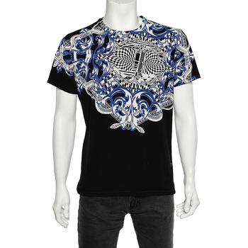 推荐Just Cavalli Black Printed Cotton Knit Round Neck T-Shirt L商品