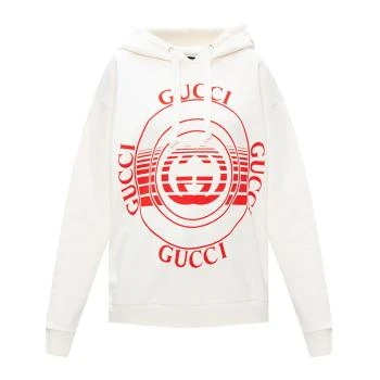 Gucci | GUCCI 女士白色红色logo带帽卫衣 615061-XJCRR-9104 包邮包税