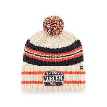 推荐Men's '47 Natural Auburn Tigers Hone Patch Cuffed Knit Hat with Pom商品