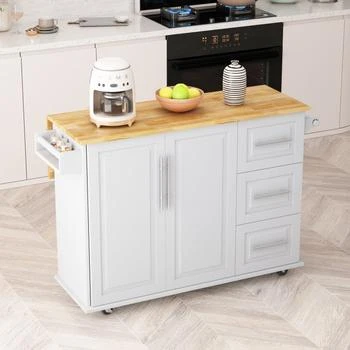 Streamdale Furniture | Streamdale Kitchen Island Cart With 2 Door Cabinet And Three Drawers,商家Premium Outlets,价格¥2717