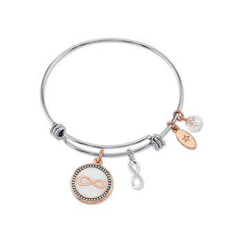 Unwritten | "Forever Friends" Infinity Bangle Bracelet in Stainless Steel & Rose Gold-Tone with Silver Plated Charms商品图片,2.5折