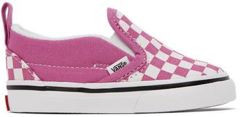 商品Baby Pink & White Checkerboard Slip-On V Sneakers图片