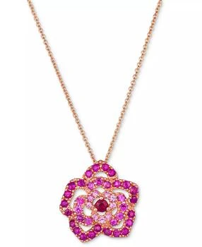 Le Vian | Passion Ruby (1/10 ct. t.w.) & Bubble Gum Pink Sapphire (3/4 ct.t .w.) Flower Pendant Necklace in 14k Rose Gold, 18" + 2" extender,商家Macy's,价格¥9408