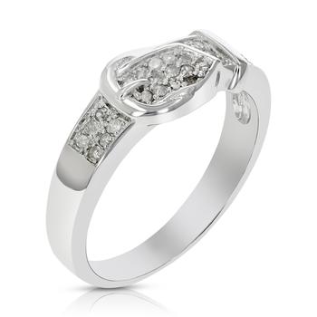 商品Vir Jewels | 1/6 cttw Diamond Buckle Ring in .925 Sterling Silver with Rhodium Plating Round,商家Premium Outlets,价格¥501图片