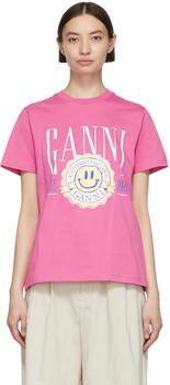 Ganni | Pink Organic Cotton T-Shirt商品图片,额外8.5折, 独家减免邮费, 额外八五折