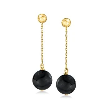 Ross-Simons | Ross-Simons 10mm Onyx Bead Drop Earrings in 14kt Yellow Gold 6.5折, 独家减免邮费