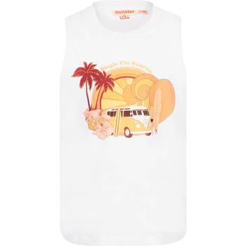 monster, Munster | Summer trip print sleeveless t shirt in white商品图片 3.9折×额外7.5折, 额外七五折