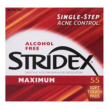 product Stridex Triple Action Acne Pads With Salicylic Acid, Maximum Strength, Alcohol Free 55 Ea image