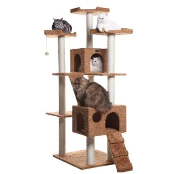 Macy's | 74" Multi-Level Real Wood Cat Tree With Scratching Posts,商家Macy's,价格¥2052