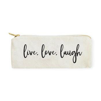 商品The Cotton & Canvas Co. | Live, Love, Laugh Cotton Canvas Pencil Case and Travel Pouch,商家Verishop,价格¥97图片
