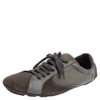 zegna鞋正品, [二手商品] Zegna | Ermenegildo Zegna Grey Leather And Suede Low Top Sneakers Size 44商品图片 6.1折