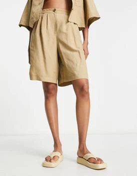 Topshop | Topshop co-ord pleated longline balloon short in brown,商家ASOS,价格¥141