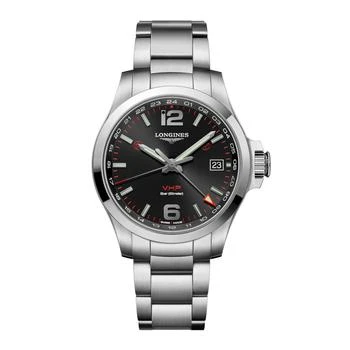 推荐Longines Men's Watch - Conquest V.H.P. Date Display Black Dial Bracelet | L37184566商品
