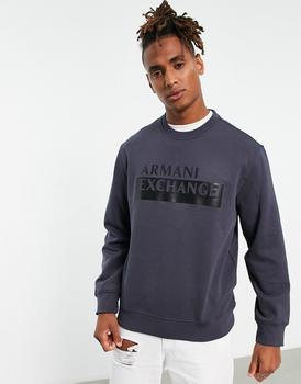 Armani Exchange | Armani Exchange box logo sweatshirt in grey商品图片,额外9.5折, 额外九五折