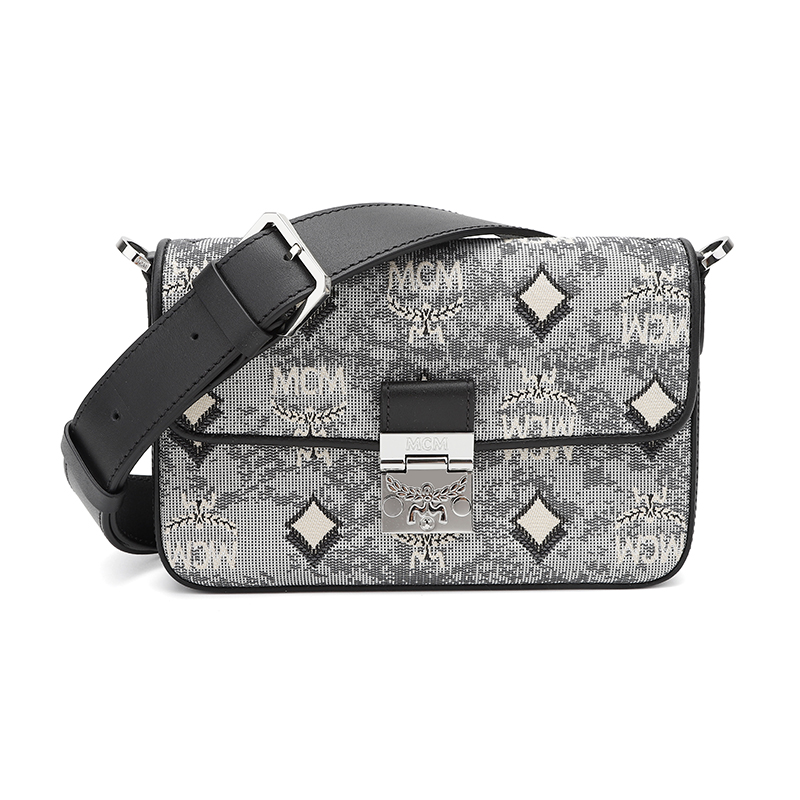 gancini单肩包, MCM | （清仓特价）MCM 奢侈品 女士Vintage Jacquard Monogram黑灰色织物配牛皮革复古提花印花小号单肩斜挎链条包 MWRBATQ04EG001商品图片 额外8折, 包邮包税, 额外八折