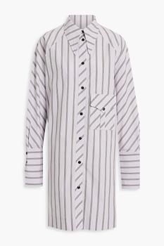Ganni | Striped organic cotton-poplin mini shirt dress商品图片,4.9折