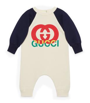 Gucci | Cotton Logo Print Playsuit (0-36 Months)商品图片,