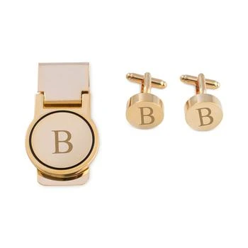 Bey-Berk | Men's Gold-Tone Monogrammed Cuff Links & Money Clip Set,商家Macy's,价格¥543