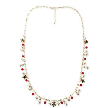 推荐Gold-Tone Crystal, Bead & Imitation Pearl Poinsettia Long Charm Necklace, 36" + 3" extender, Created for Macy's商品