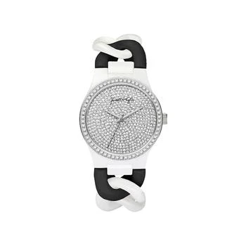 Women's Trendy Black and White Braid Chain Ceramic Band Bracelet Watch,价格$15.45