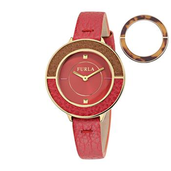 推荐Furla Women's Club Red  Dial Calfskin Leather Watch商品