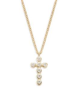 商品14K Yellow Gold & 0.09 TCW Diamond Cross Pendant Necklace/18"图片