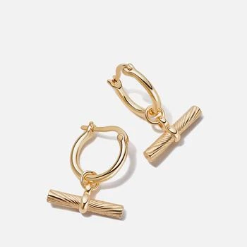 Daisy London | Daisy London Estée Lalonde T Bar Charm Drop Earrings - Sterling Silver/18K Gold Plate 