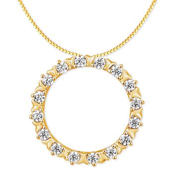 Macy's | Diamond Circle 18" Pendant Necklace (1/4 ct. t.w.) in 14k Gold商品图片,独家减免邮费