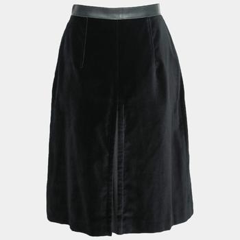 美国burberry, [二手商品] Burberry | Burberry Black Velvet Leather Trimmed Pocketed Skirt S商品图片 9.2折