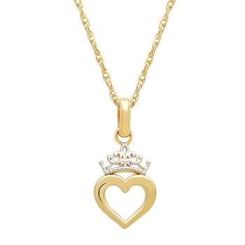 商品Children's Princess Heart & Tiara 15" Pendant Necklace in 14k Gold,商家Macy's,价格¥3103图片
