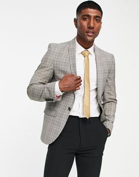 推荐Twisted Tailor melcher skinny fit suit jacket in tonal brown check商品