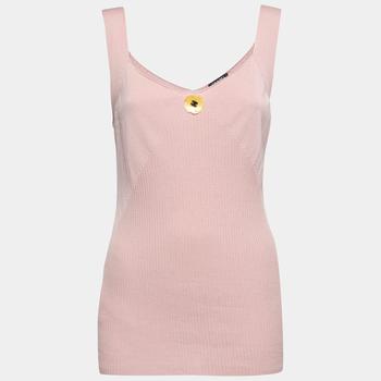 推荐Chanel Light Pink Ribbed Knit Tank Top M商品