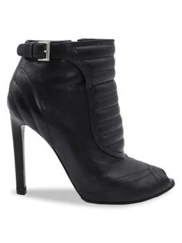 推荐Alexander Mcqueen Peep-Toe Ankle Boots In Black Leather Boots商品
