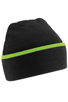 Beechfield Unisex Knitted Winter Beanie Hat (Black/Lime Green) ONE SIZE ONLY product img