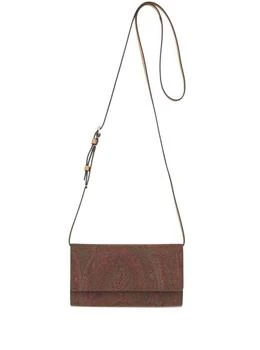推荐Brown Crossbody Bag with All-Over Paisley Print in Canvas Woman商品