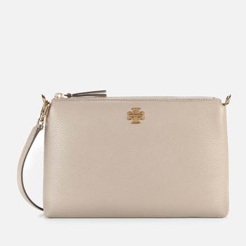 推荐Tory Burch Women's Kira Pebbled Top Zip Cross Body Bag - Grey Heron商品