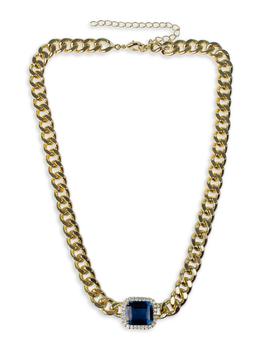 商品Look Of Real 14K Goldplated Cubic Zirconia Emerald Cut Curb Chain Necklace,商家Saks OFF 5TH,价格¥1091图片
