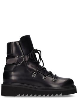 菲拉格慕鞋女靴, Salvatore Ferragamo | 20mm Elimo Leather Combat Boots商品图片 额外7.5折, 额外七五折