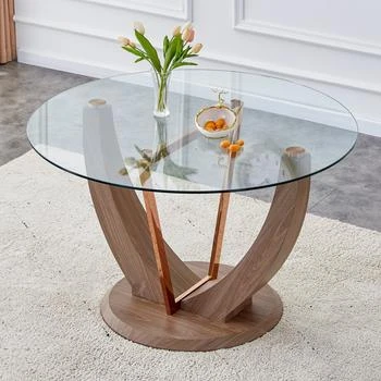 Simplie Fun | A modern minimalist circular tempered glass dining table,商家Premium Outlets,价格¥3587