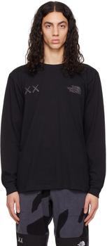 The North Face | Black KAWS Edition Embroidered Long Sleeve T-Shirt商品图片,