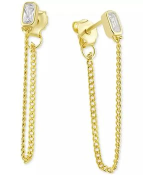 Giani Bernini | Cubic Zirconia Front & Back Chain Drop Earrings in 18k Gold-Plated Sterling Silver, Created for Macy's,商家Macy's,价格¥156