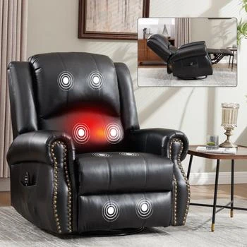 Streamdale Furniture | Streamdale Heat Massage Rocker Recliner Chair, Swivel Fabric, Black,商家Premium Outlets,价格¥4497