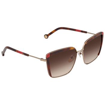 推荐Brown Gradient Square Ladies Sunglasses SHE148 08FE 57商品