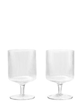 商品Ferm Living | Set Of 2 Ripple Wine Glasses,商家LUISAVIAROMA,价格¥292图片