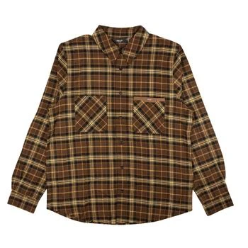 AMIRI | Brown Leather Logo Flannel Button Down Shirt,商家Premium Outlets,价格¥2991