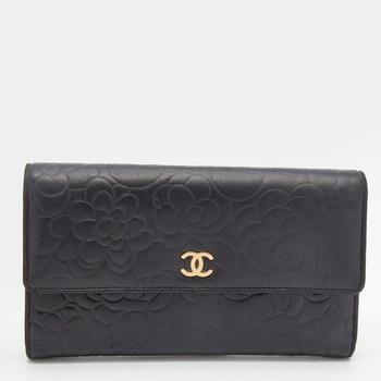 香奈儿山茶花真假, [二手商品] Chanel | Chanel Black Leather Camellia Flap Wallet商品图片 满1件减$100, 满减