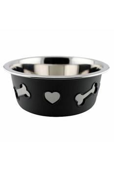 商品Weatherbeeta Non-slip Stainless Steel Bone Dog Bowl (Dark Gray) (8.3in)图片