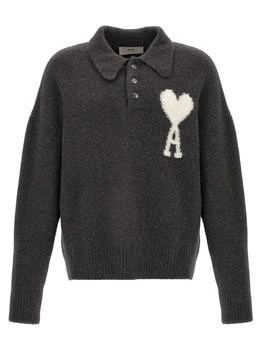 AMI | AMI Paris Ami de Coeur Knit Polo Sweater,商家Cettire,价格¥3049