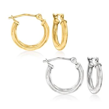 RS Pure | RS Pure by Ross-Simons Sterling Silver and 14kt Yellow Gold Jewelry Set: 2 Pairs Of Huggie Hoop Earrings,商家Premium Outlets,价格¥1057
