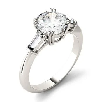 Charles & Colvard | Moissanite Round and Baguette Engagement Ring (2-1/4 ct. tw.) in 14k White Gold,商家Macy's,价格¥9956